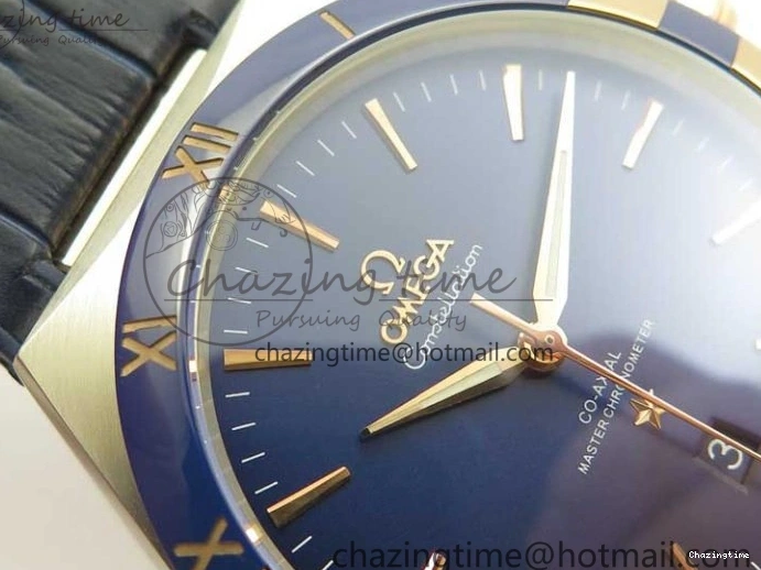 0409 Chic Constellation 131.33.41.21.03.001 SS RG TW Best Edition Blue Dial On Gummy Strap A 7872